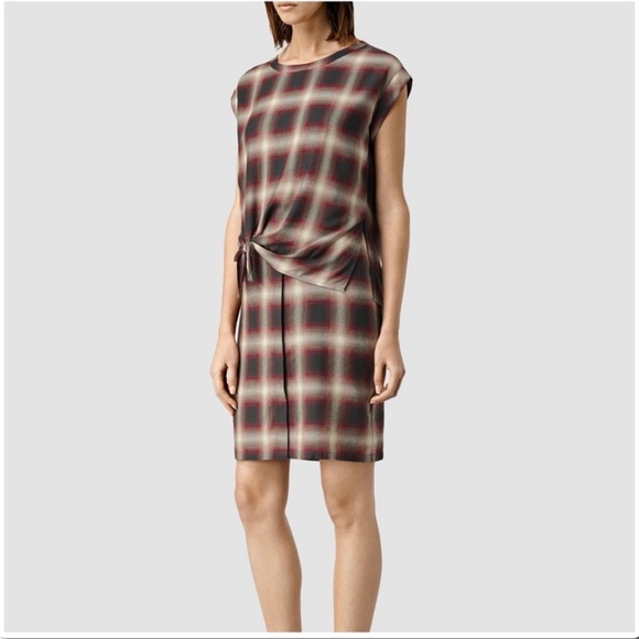 AllSaints “Heny” Tie-Front Check Dress size US 6/ UK 10 - Picture 2 of 11